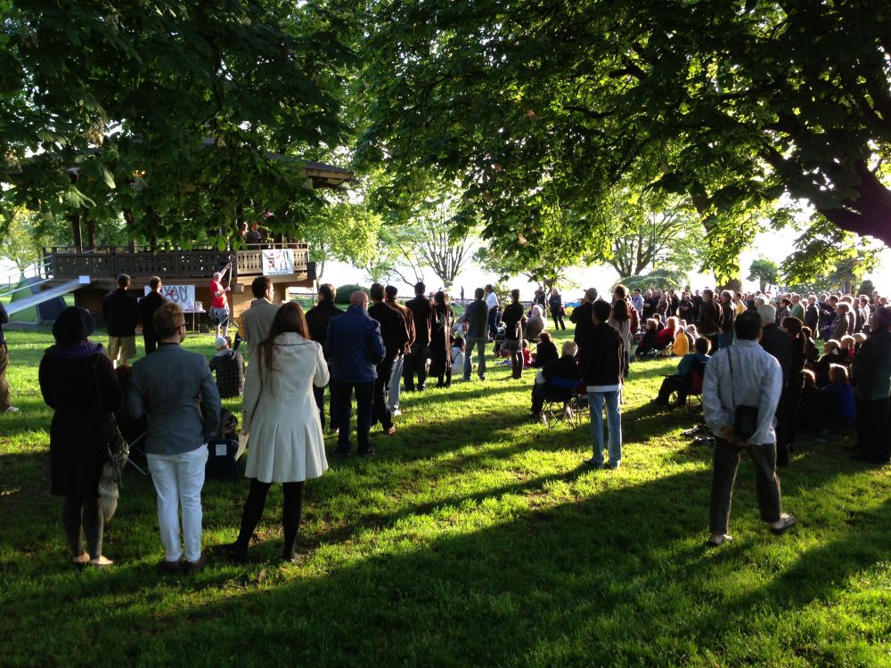 Community gathering at the 30th annual Vancouver International AIDS Candlelight Memorial